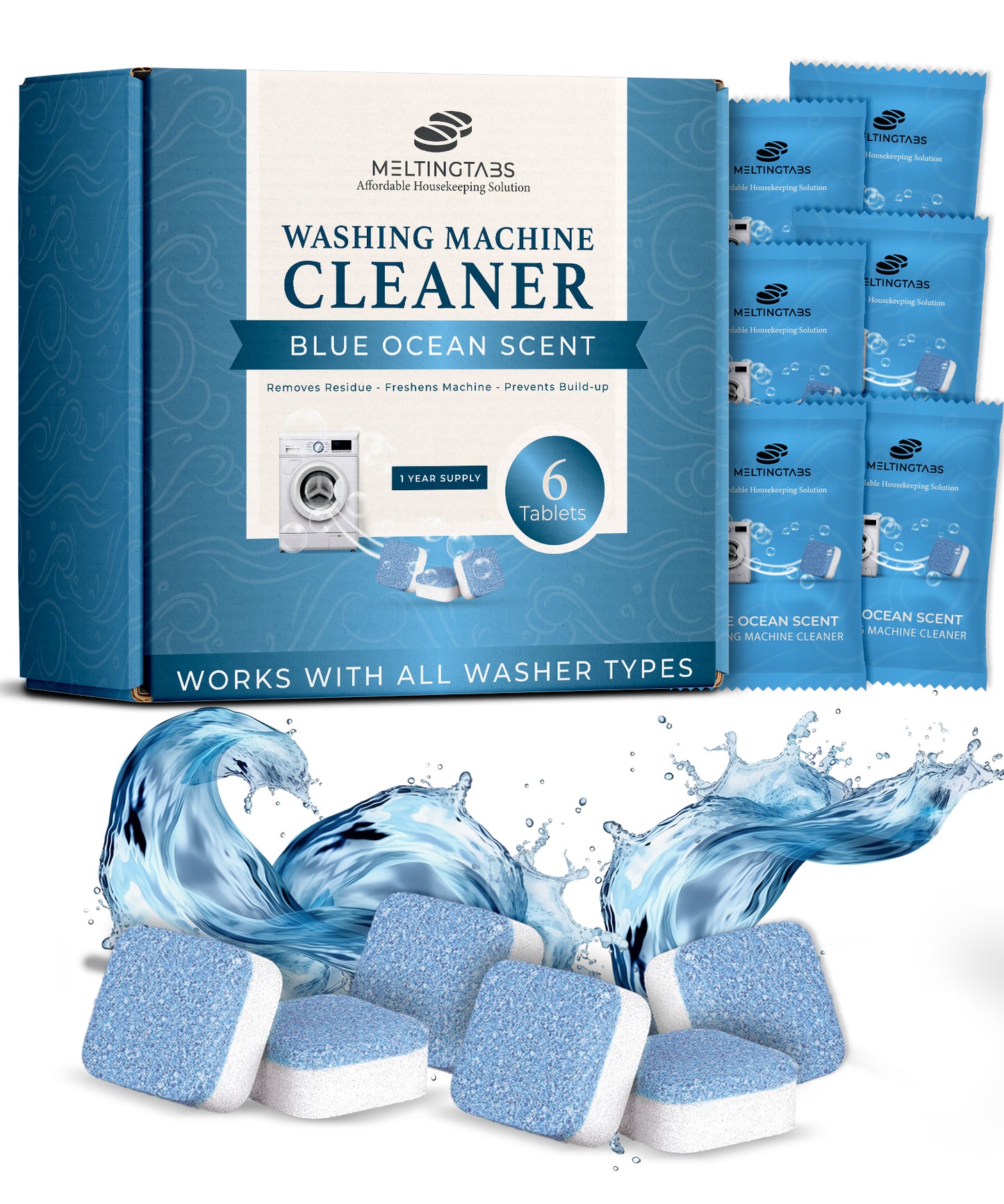 Washing Machine Cleaner - 6 Tablets Ocean Scent